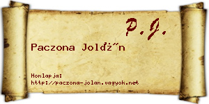 Paczona Jolán névjegykártya